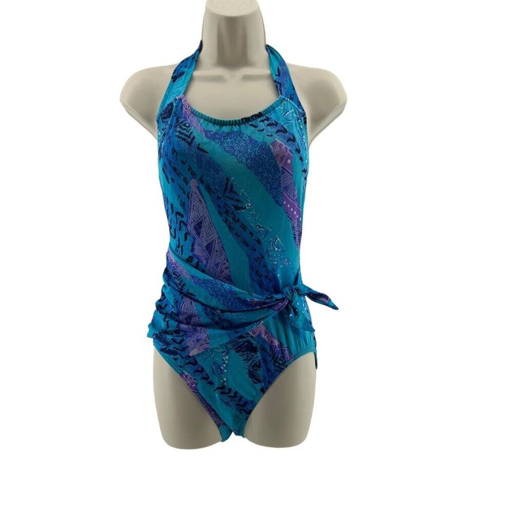 Vintage 80/90s Athena Swimsuit Tie Halter Tie Wrap Womens Size 8